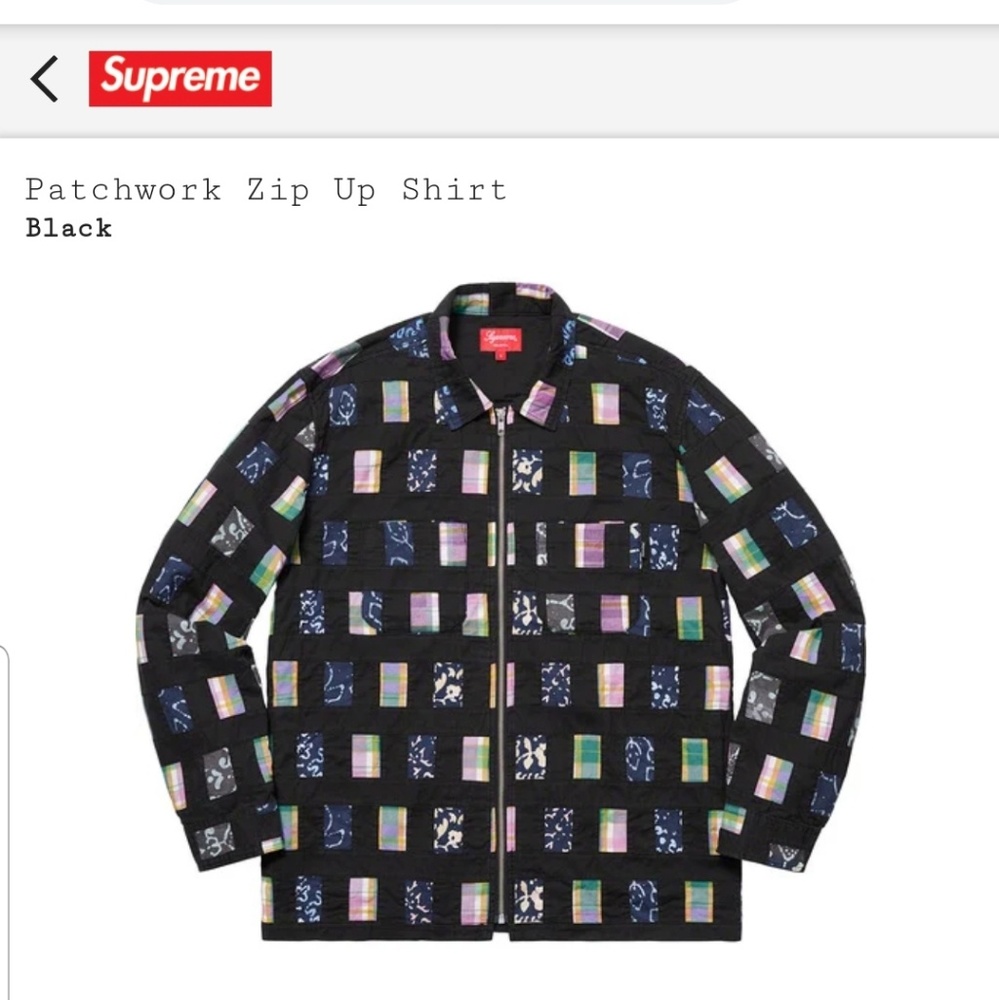 Supreme Patchwork Zip Up Shirt Black Size Small